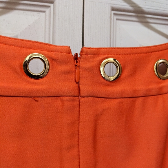 🧡 Calvin Klein Bright Orange and Gold Midi Dress Size 12 - Picture 7 of 8